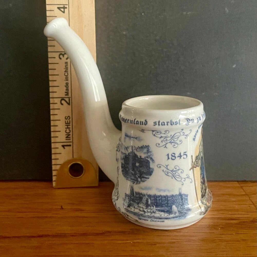 Vintage M&S Bavaria King Ludwig II Porcelain Souvenir Pipe Mug